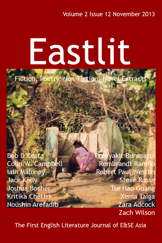 Eastlit November 2013 Cover. The cover was designed by Graham Lawrence. The cover picture is "Working Woman". I was taken by Noushin Arefadib. Copyright Eastlit and Photographer.