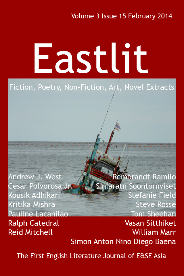 Eastlit February 2014 Cover. The cover was designed by Graham Lawrence. The cover picture is "Thailand". It is by Sinlaratn Soontornviset. Copyright Eastlit and Artist.