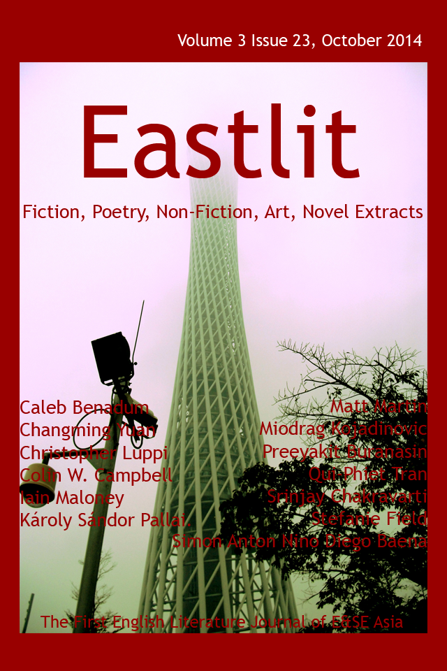 Eastlit October 2014 Cover. Picture: Canton Tower in the Mist by Miodrag Kojadinovic.  Cover design by GrahamLawrence. Copyright photographer, Eastlit and Graham Lawrence.