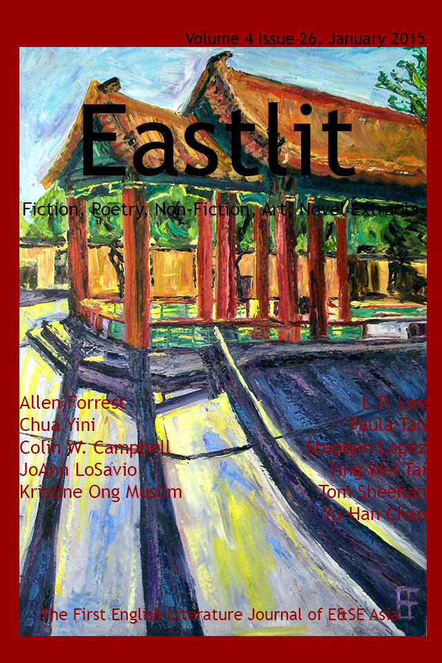 Eastlit January 2015 Cover. Picture: Seattle Asiatown Temple by Allen Forrest. Cover design by Graham Lawrence. Copyright photographer, Eastlit and Graham Lawrence.
