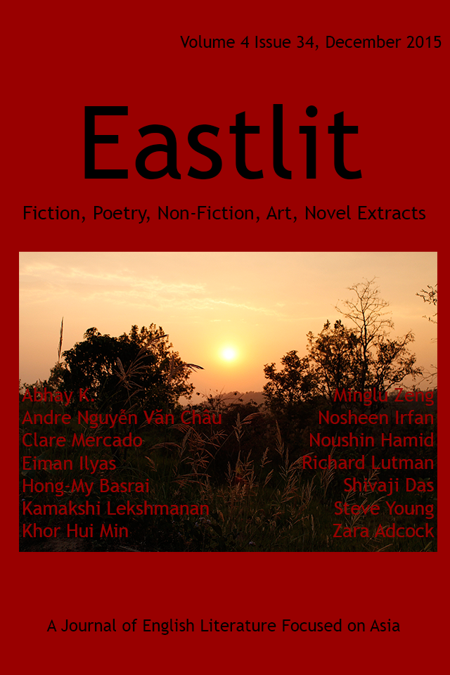 Eastlit December 2015 Cover. Picture: Sunset Near Corbett, India by Kamakshi Lekshmanan. Cover design by Graham Lawrence. Copyright photographer, Eastlit and Graham Lawrence.