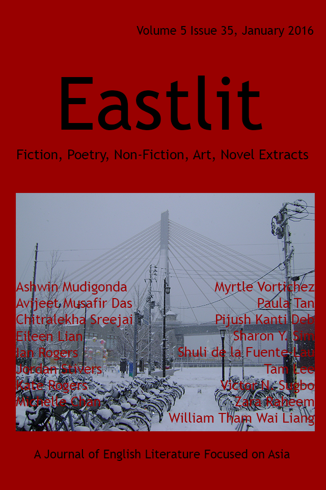 Eastlit January 2016 Cover Picture: Aomori Bay Bridge in Snow by Ian Rogers. Cover design by Graham Lawrence. Copyright photographer, Eastlit and Graham Lawrence.